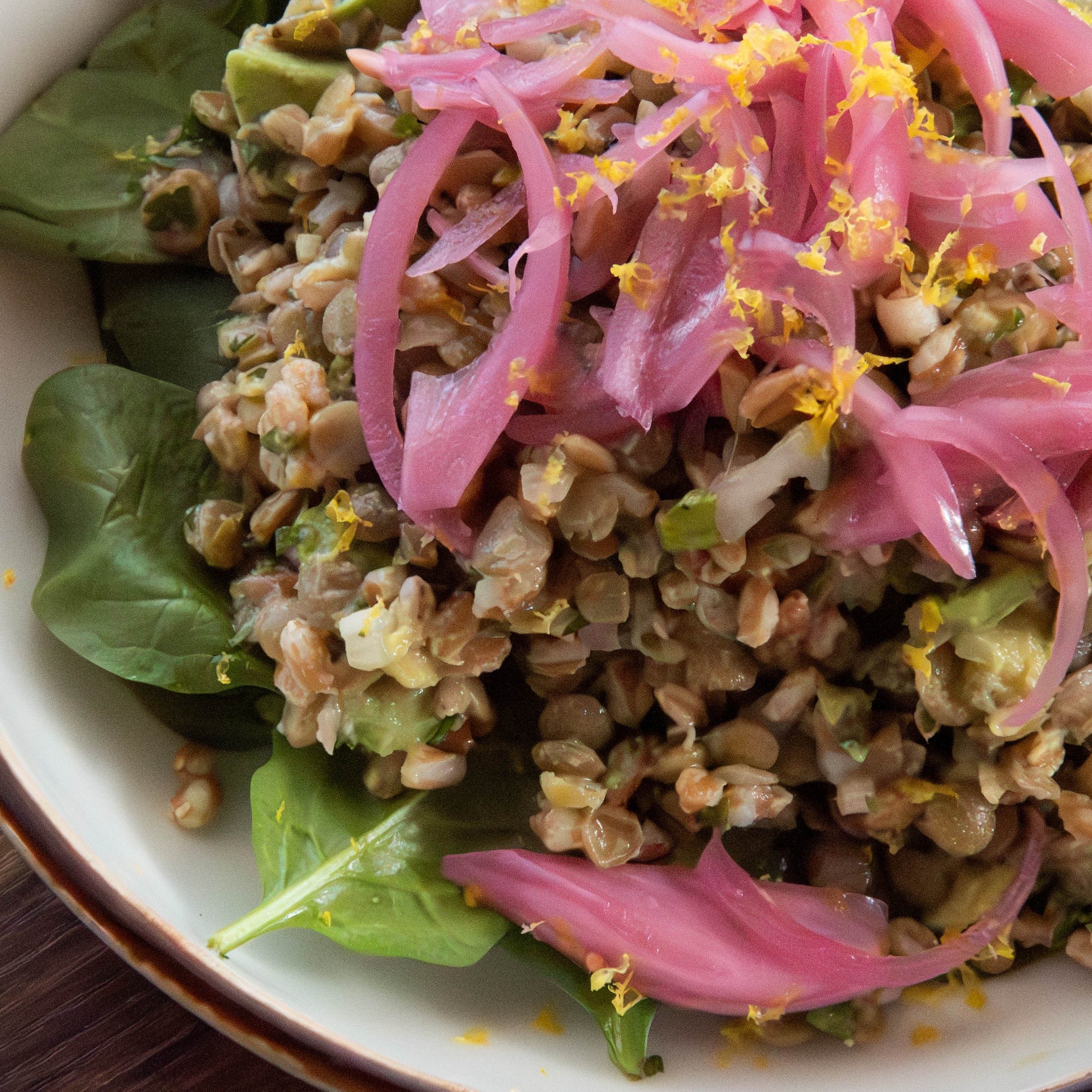 Avocado Farro Lentil Salad.