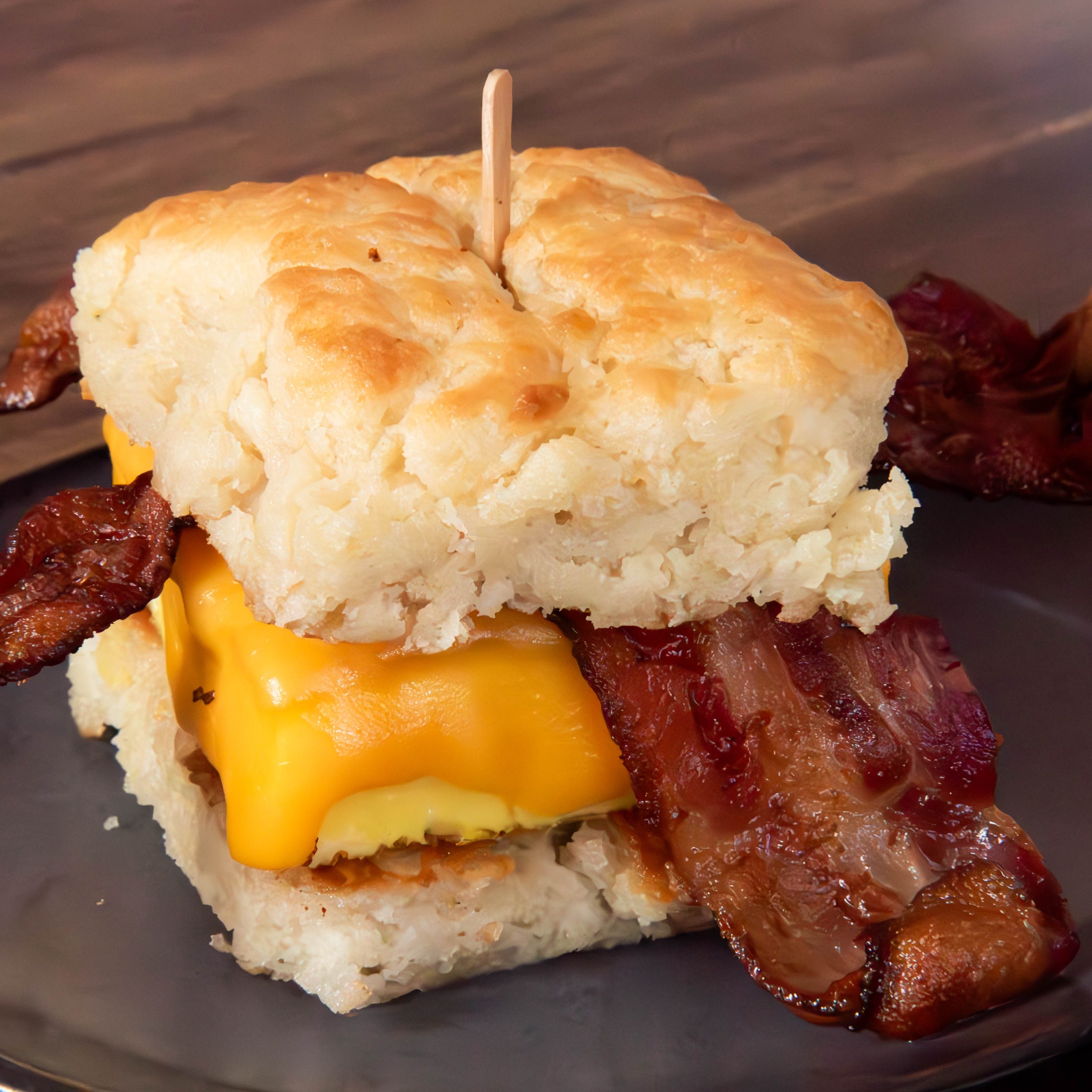 Butter Baked Biscuit Sandwich with Bacon, Egg & Cheese.