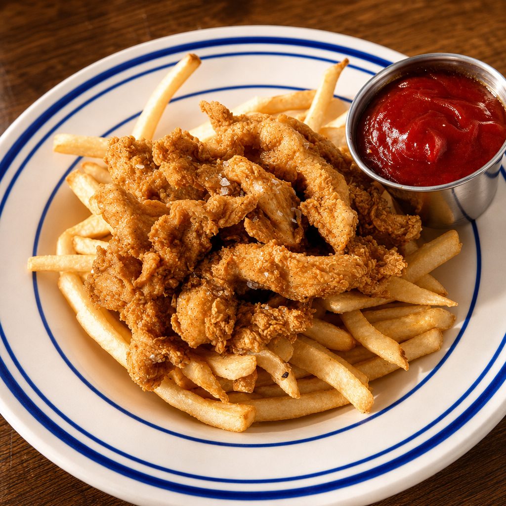 Buttermilk Chicken Fingers with Fries.
