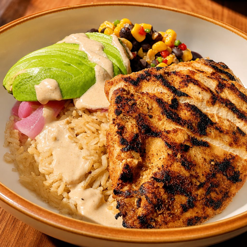 Blackened Chicken Rice Bowl.