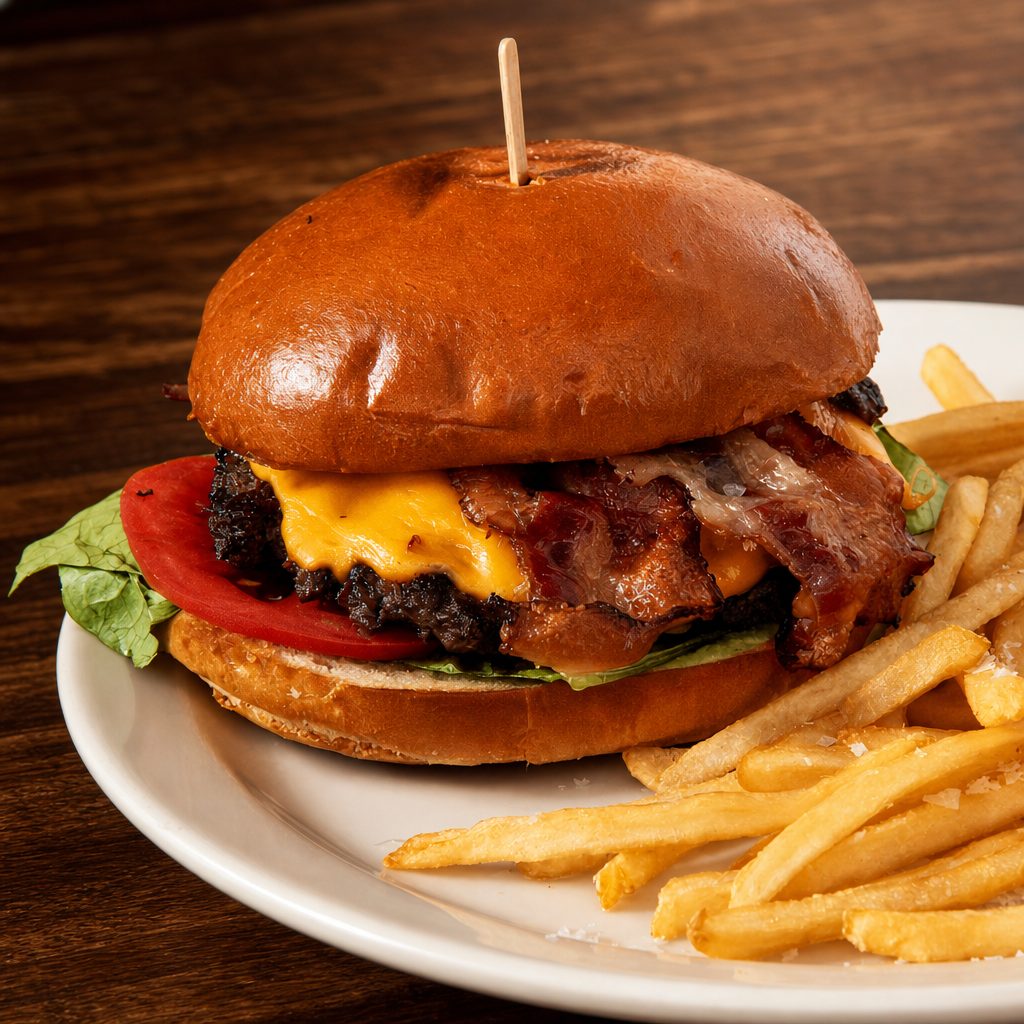 Wagyu Smash Burger with Cheddar.