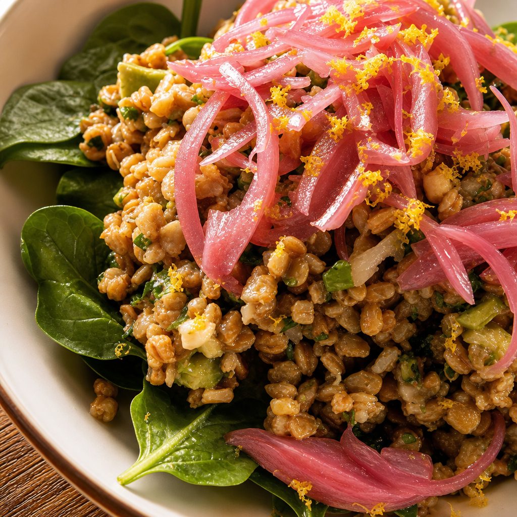 Avocado Farro Lentil Salad.